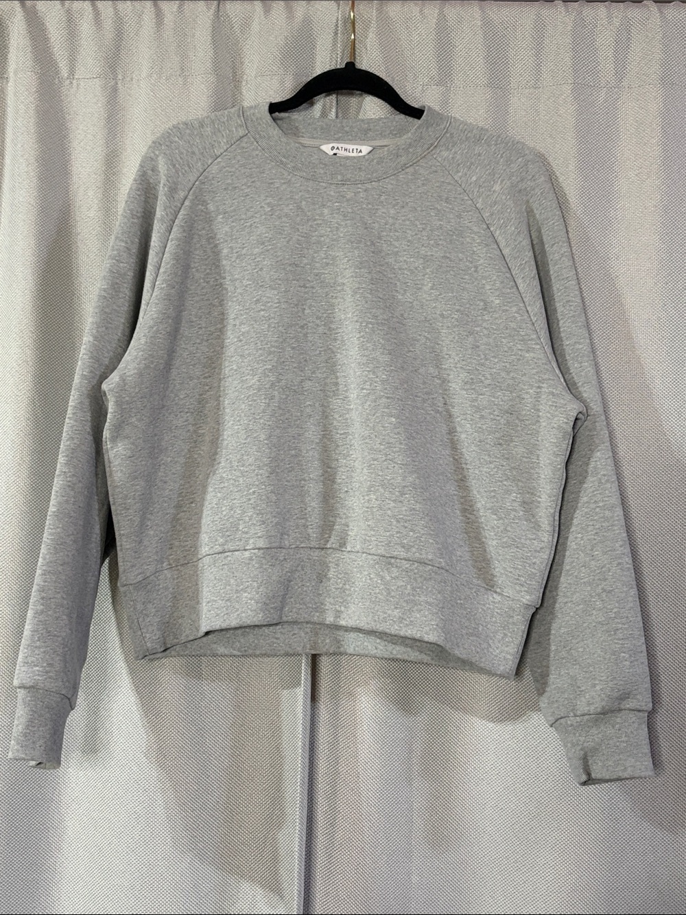 Athleta Light Gray Raglan Crew Sweatshirt